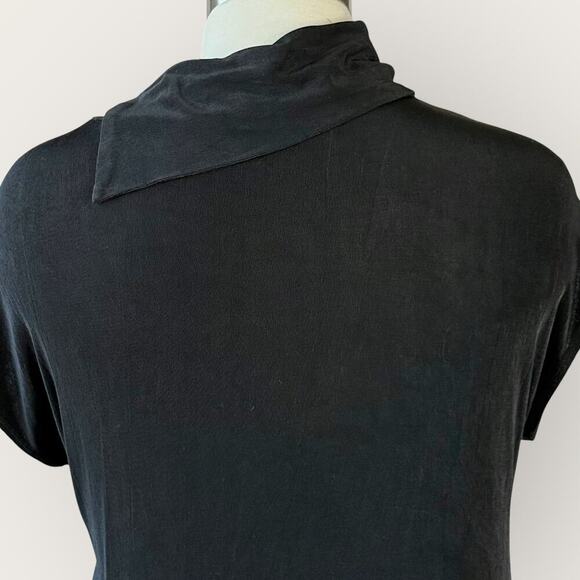 Chico's Travelers Vintage Cap Sleeve Asymmetric Cowl Neck Slinky Top XL/16 Black - Picture 8 of 13